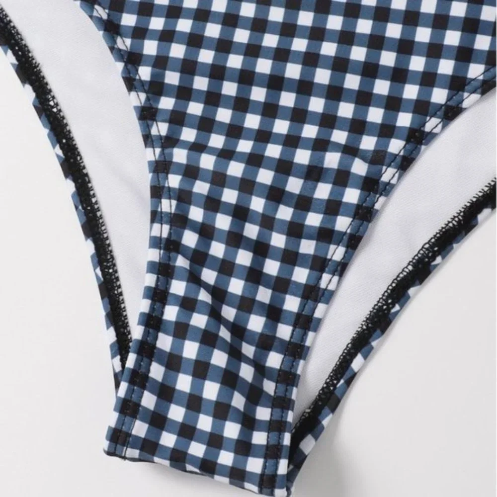 Gingham Push Up High Waisted Bikini Swimsuit - Picture 5 of 7